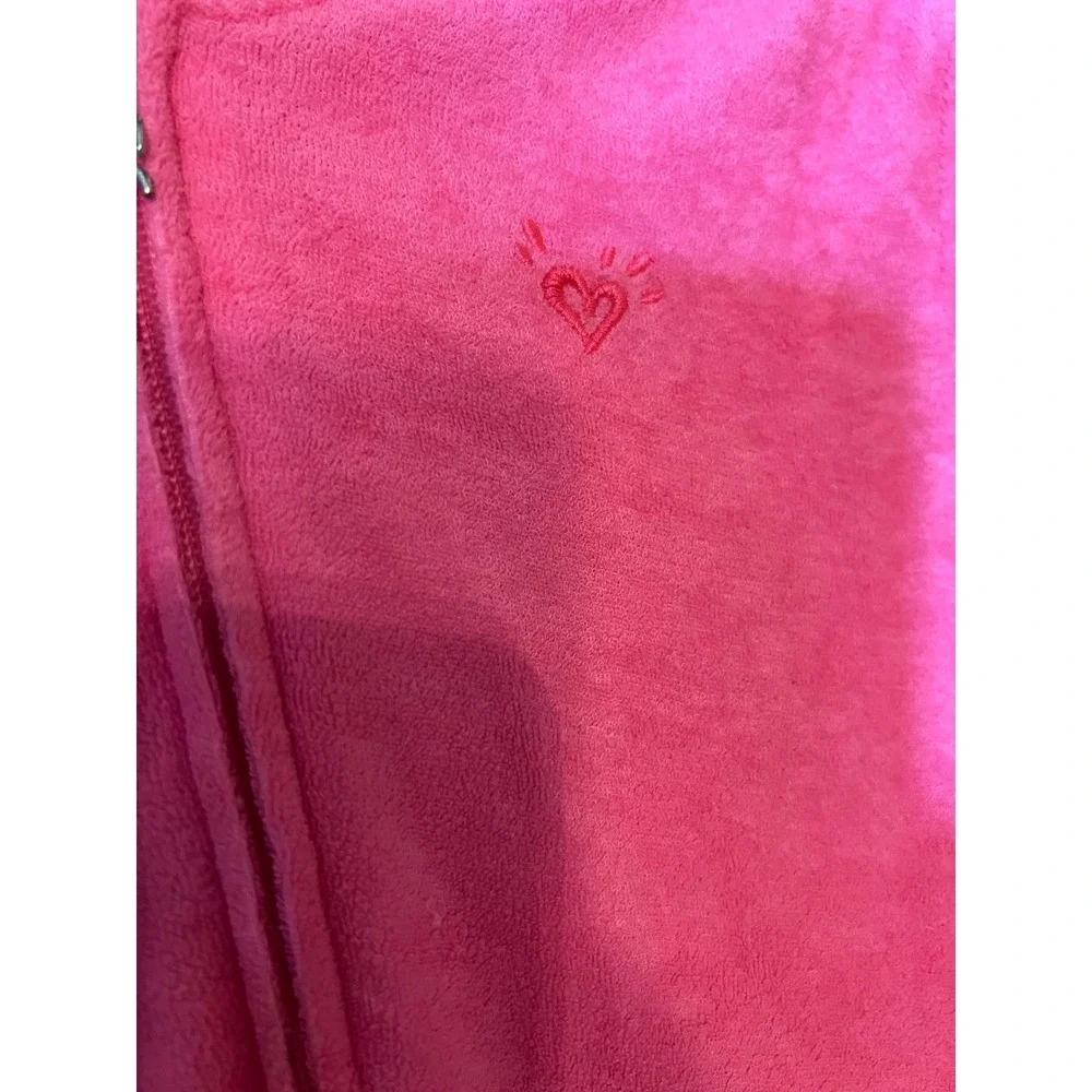 Justice Swim Girls Neon‎ Pink Terry Cloth Hooded Cover-Up Dress Size 6/7 Zip Up